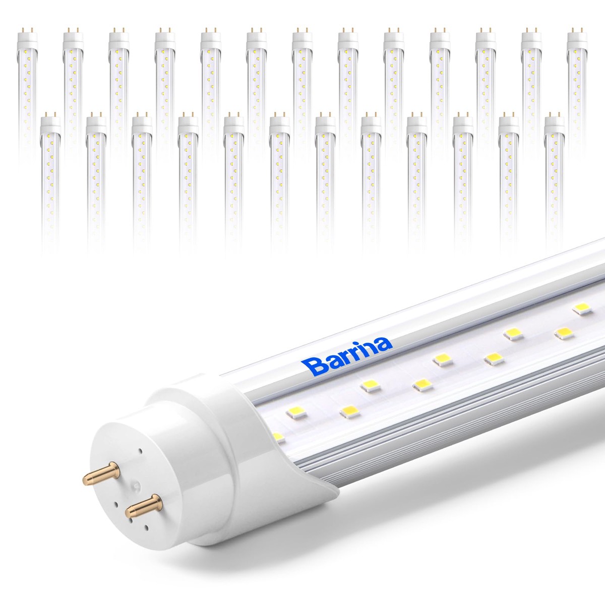 Barrina T8 Led Bulbs 4 Foot Type B, 24W, 3200Lm, 6000K Bright Light, G13, Double End Powered, Ballast Bypass, 4Ft Led Fluorescen