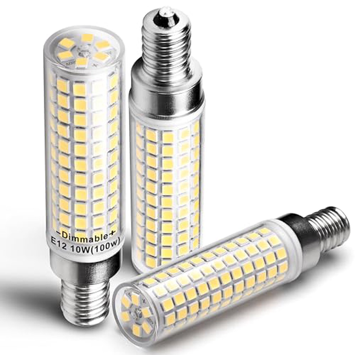 Hylroe E12 100W Dimmable C7 T6 LED Corn Light Bulbs 4000K Natural White 1000 Lumen 10W E12 LED Candelabra Light Bulbs for Home Decorative Chandelier Pendant Ceiling Fan Lighting Salt Lamp 