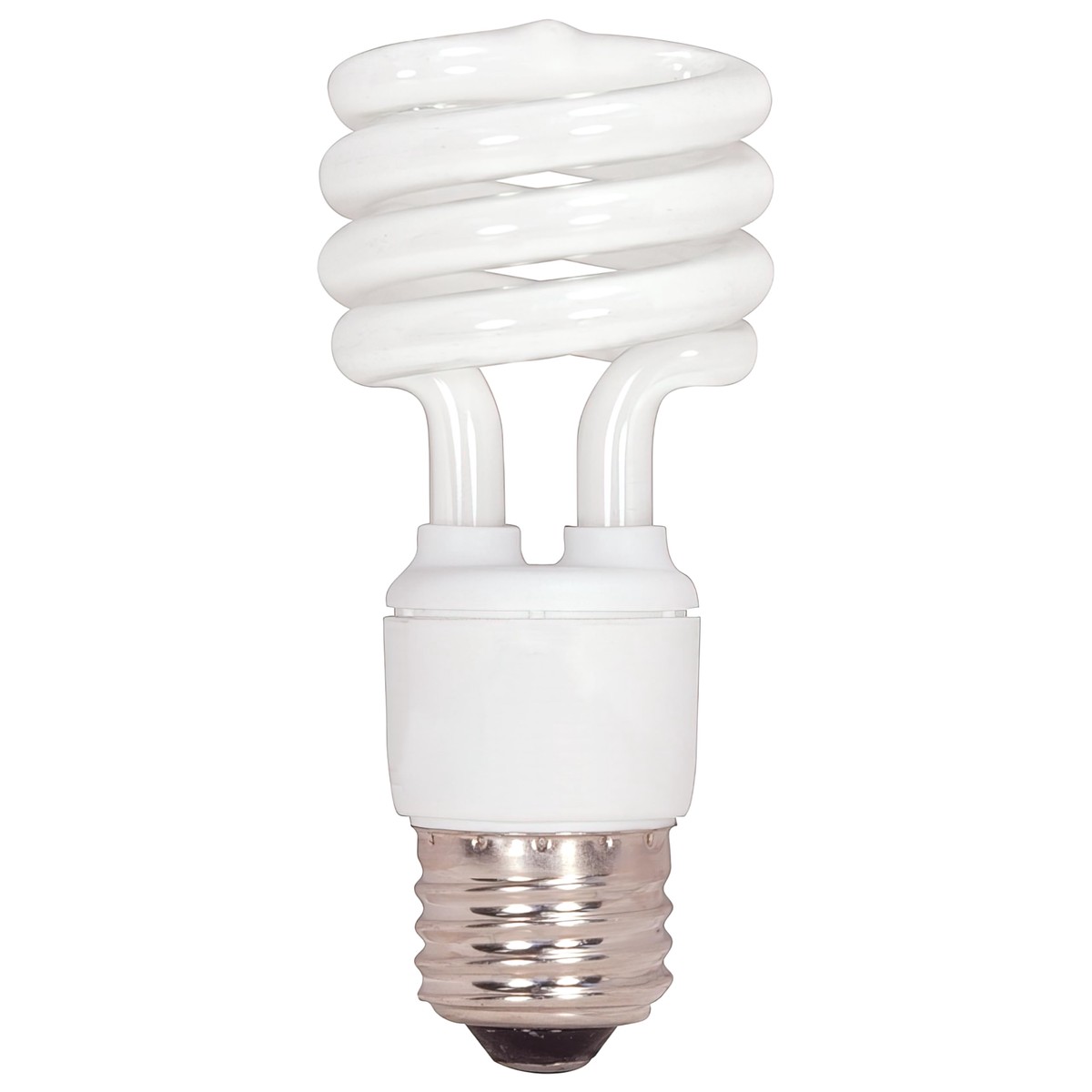 Satco S7217 13W Mini Spiral Light Bulb, 2700K, 120V, White, Medium Base, Enclosed Fixture, Equivalent to 60W Incandescent