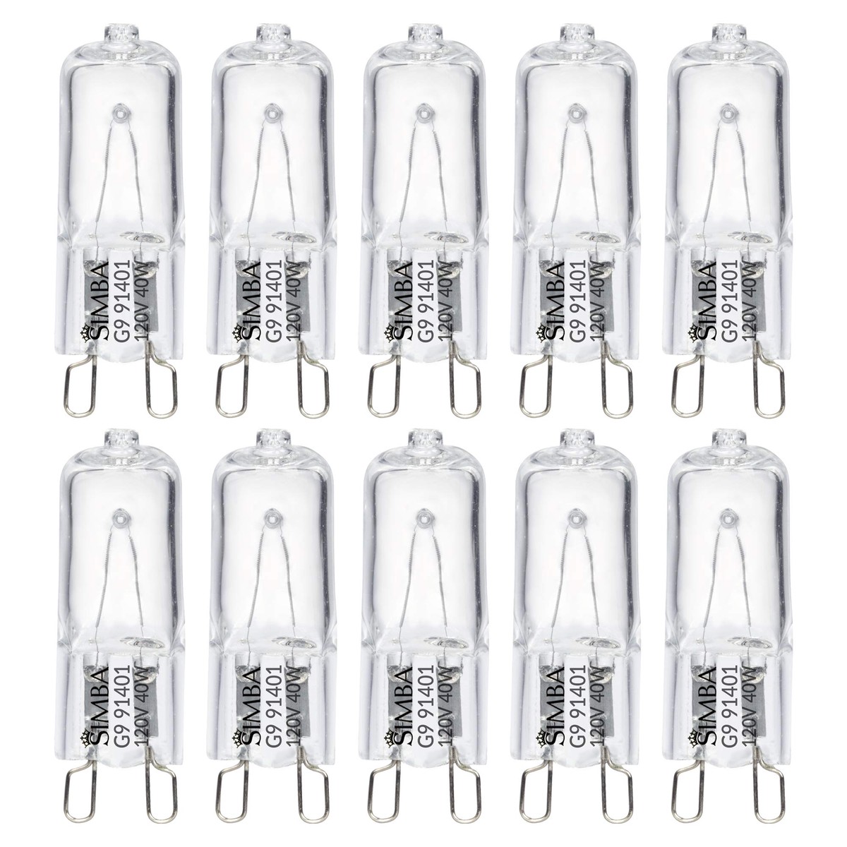 Simba Lighting Halogen Light Bulb G9 T4 40W Jcd Bi-Pin (10 Pack) For Chandeliers, Pendants, Cabinet Lights, Landscape Lights, De