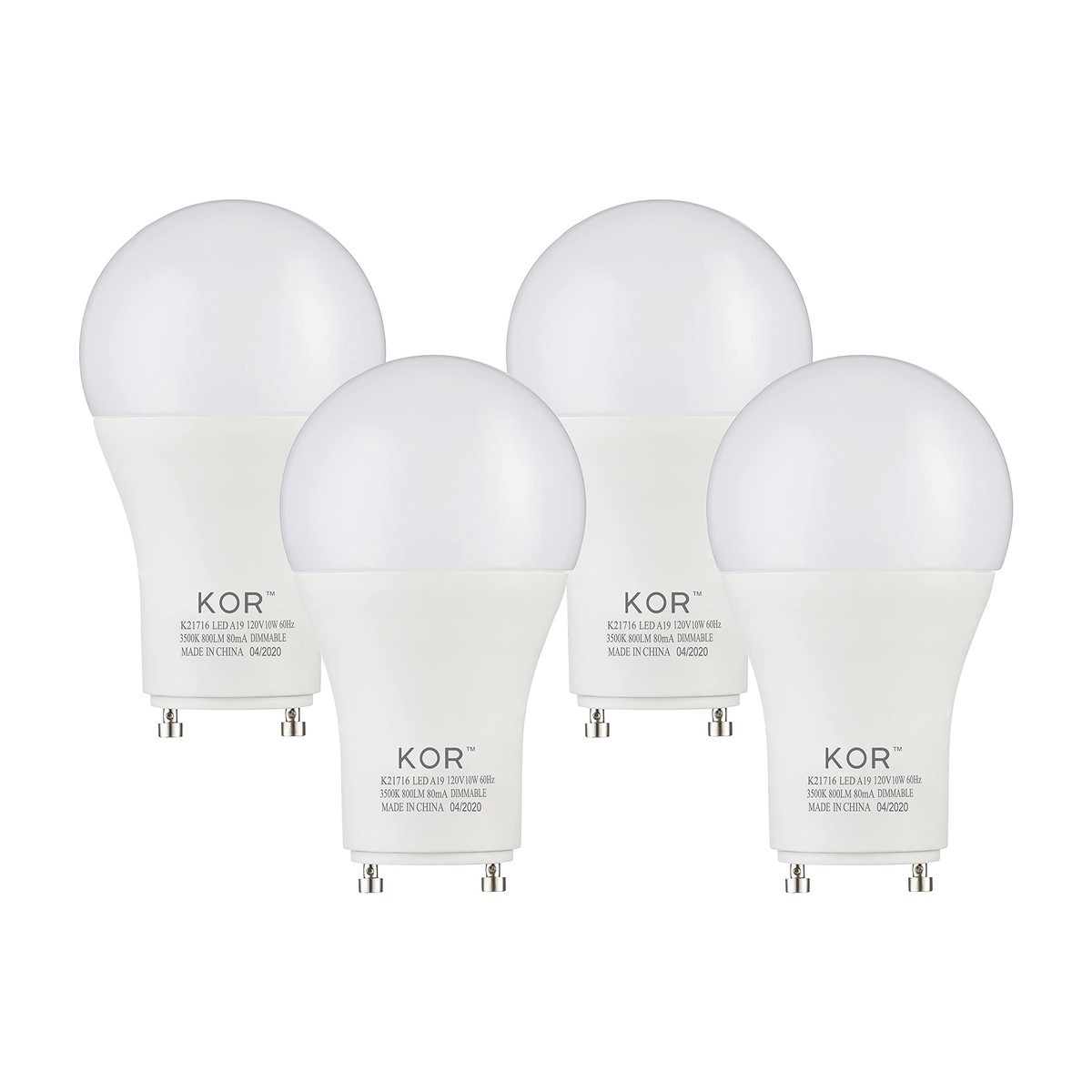 (4 Pack) LED GU24 A19 Light Bulbs 60 Watt Equivalent 9.5 Watt Dimmable Lights for Home with Twist & Lock Base Replacing CFL GU24