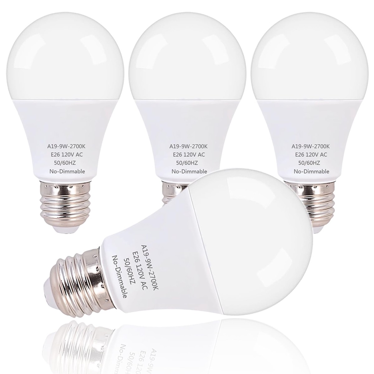 Zwwyvv Led Light Bulb,A19 60 Watt Equivalent, Energy Efficient 9W,800 Lumens, 2700K Soft White, Non-Dimmable, 25,000 Hour Lifeti