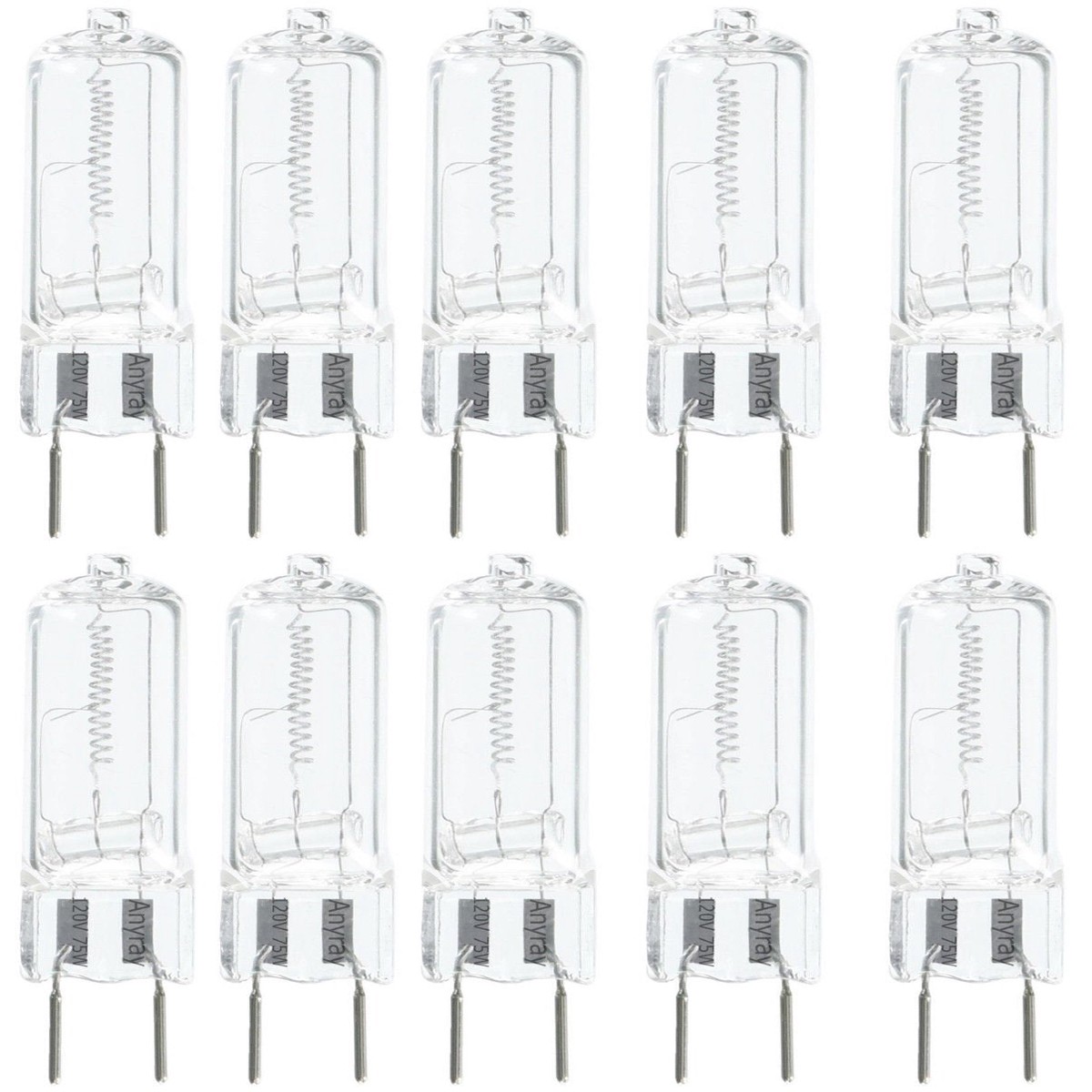 (10)-Bulbs G8 75W 75 Watt 120V T4 Light Bulbs 75Watt 110V-130Volts Anyray 10- Lamps