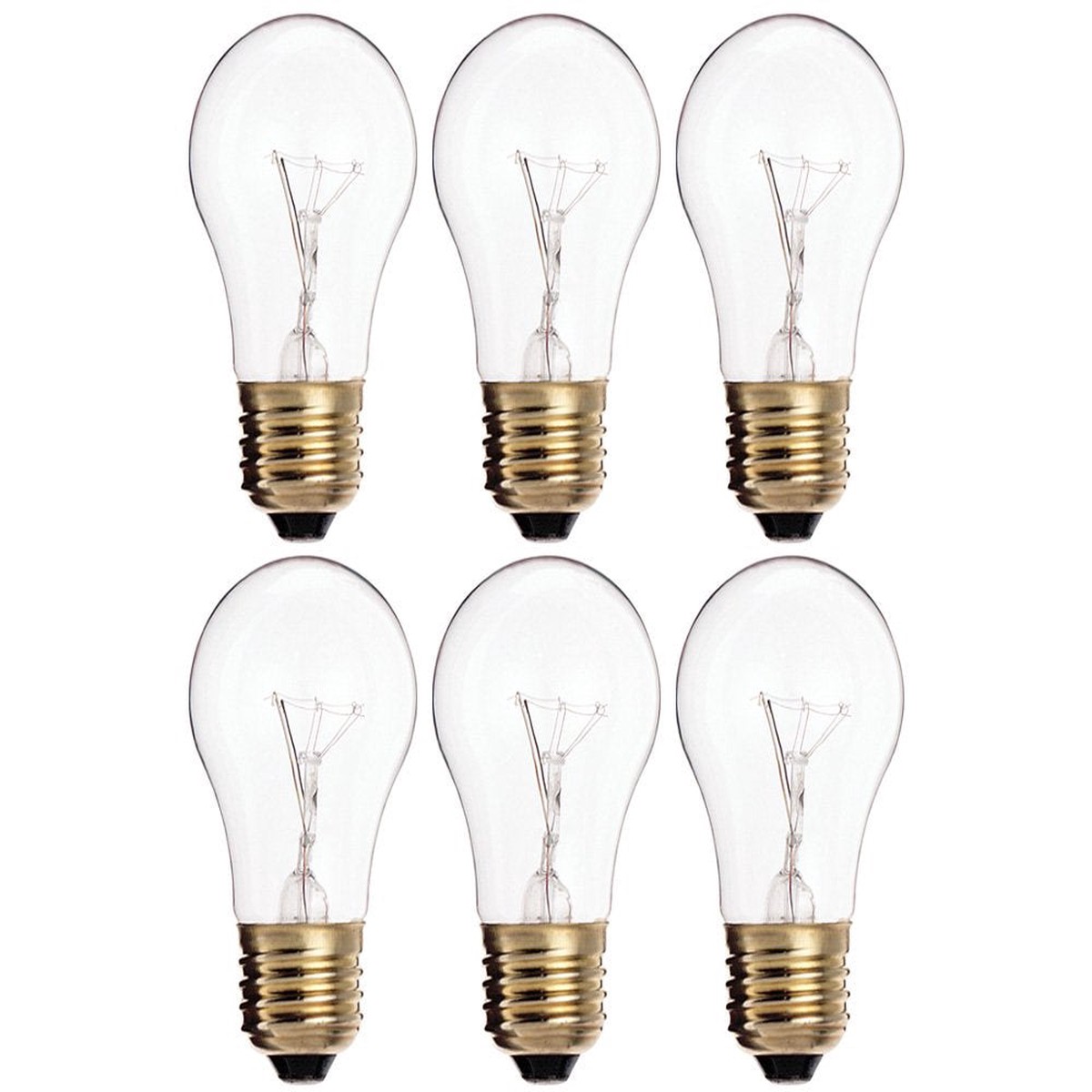 (Pack Of 6) 15A15/Cl - 15-Watt A15 Incandescent Appliance Bulb - Clear Finish - Medium (E26) - Standard Us Size Household Base 1