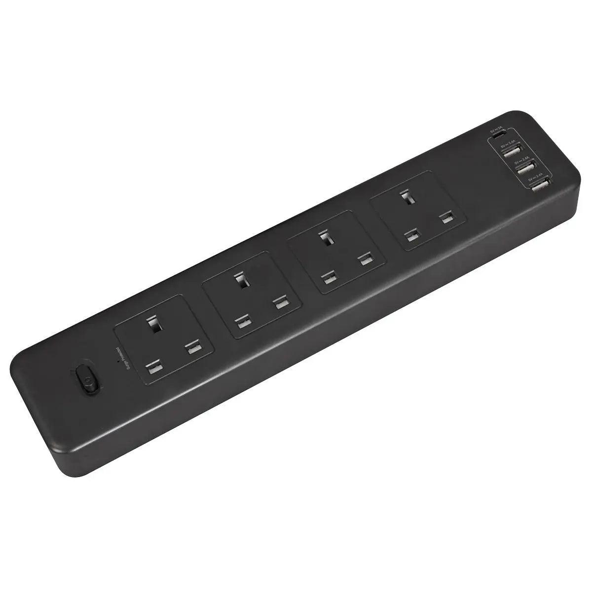 Sealey Extension Lead 2.6m with USB Ports - Black
